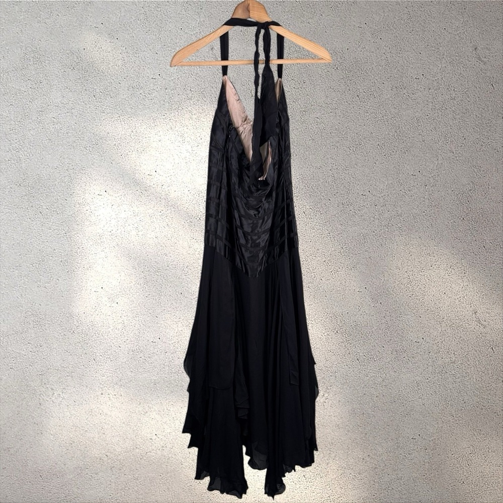 BCBGMaxAzria Black Halter Asymmetrical Maxi Dress - Picture 3 of 7